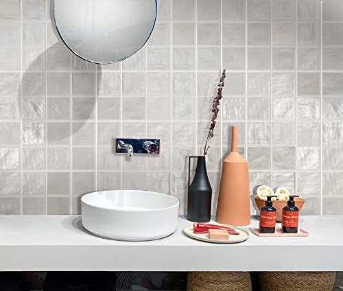 Gray handmade-look tile bathroom vanity wall in Southington CT